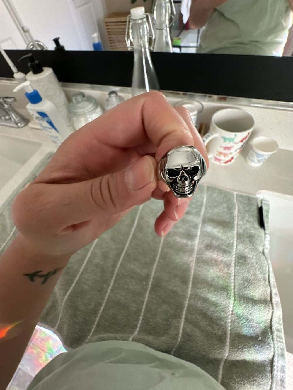 Stainless Steel Gothic Biker Skull Ring Silver